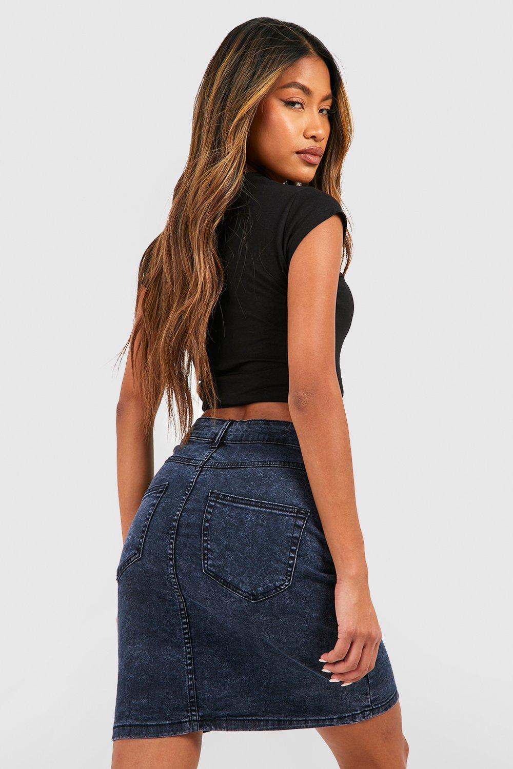 Dark denim mini skirt sale